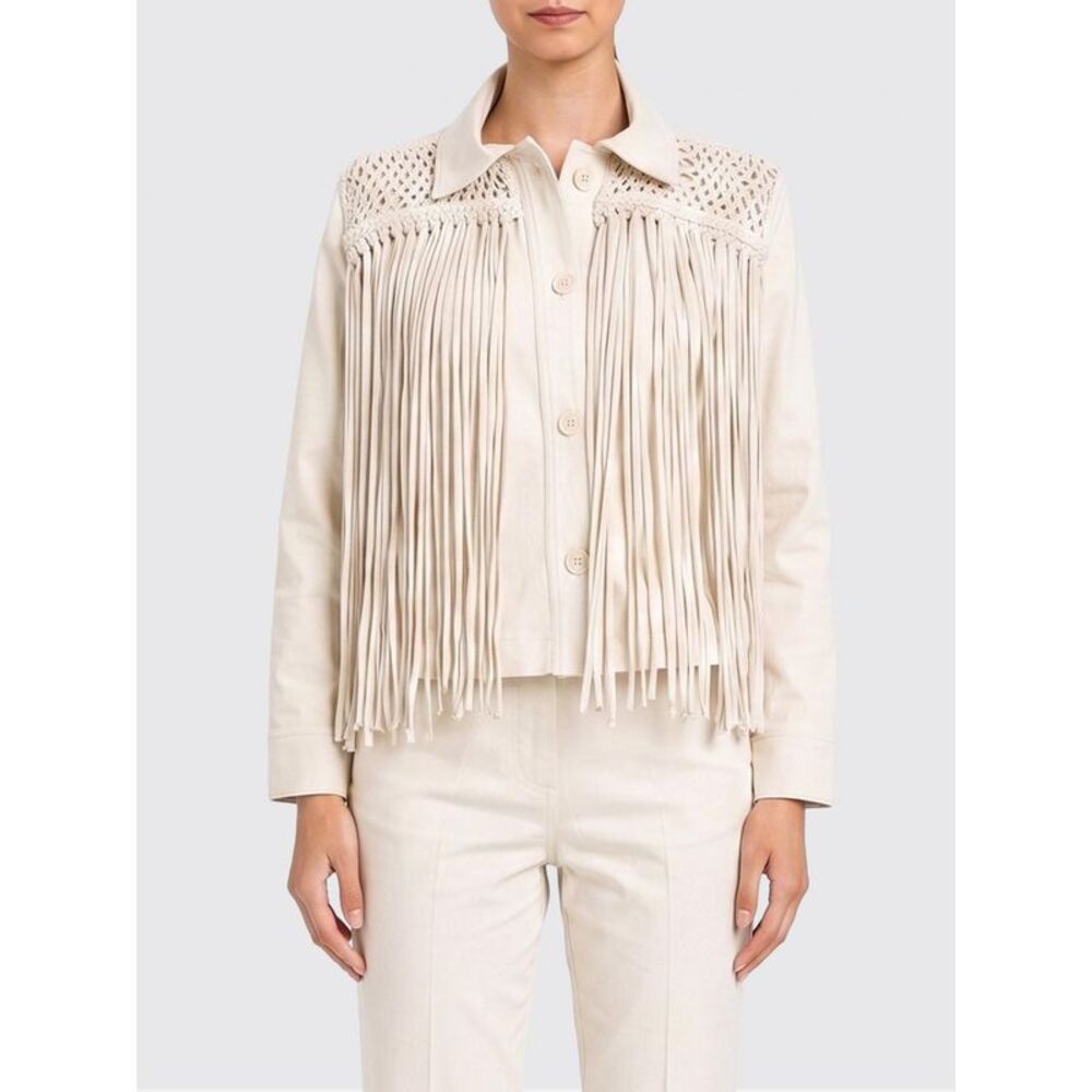 Twinset U&B Women Fringed Stretch Cotton Bull Jacket Twinset U&B